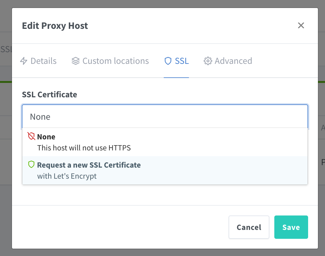 Requesting a new SSL Certificate.