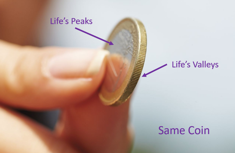Peaks and valley are part of the same coin.